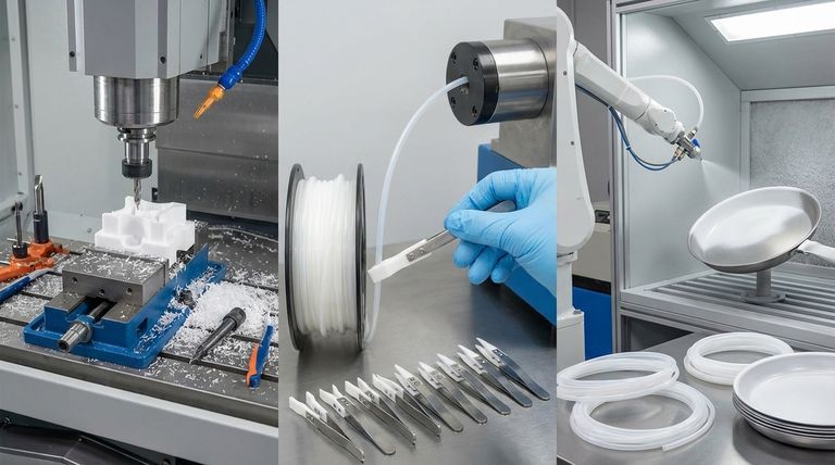 Welche anderen Verarbeitungsverfahren werden bei Teflon neben der CNC-Bearbeitung eingesetzt? Erforschen Sie Extrusion und Beschichtung