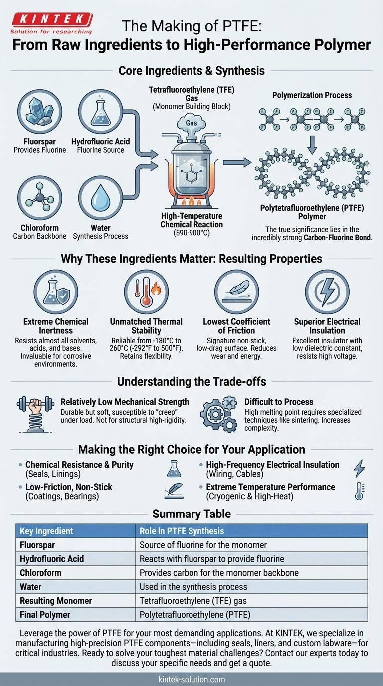 PTFE 생산에 사용되는 주요 성분은 무엇이며, 어떻게 고성능 특성을 발현하는가? 시각적 가이드