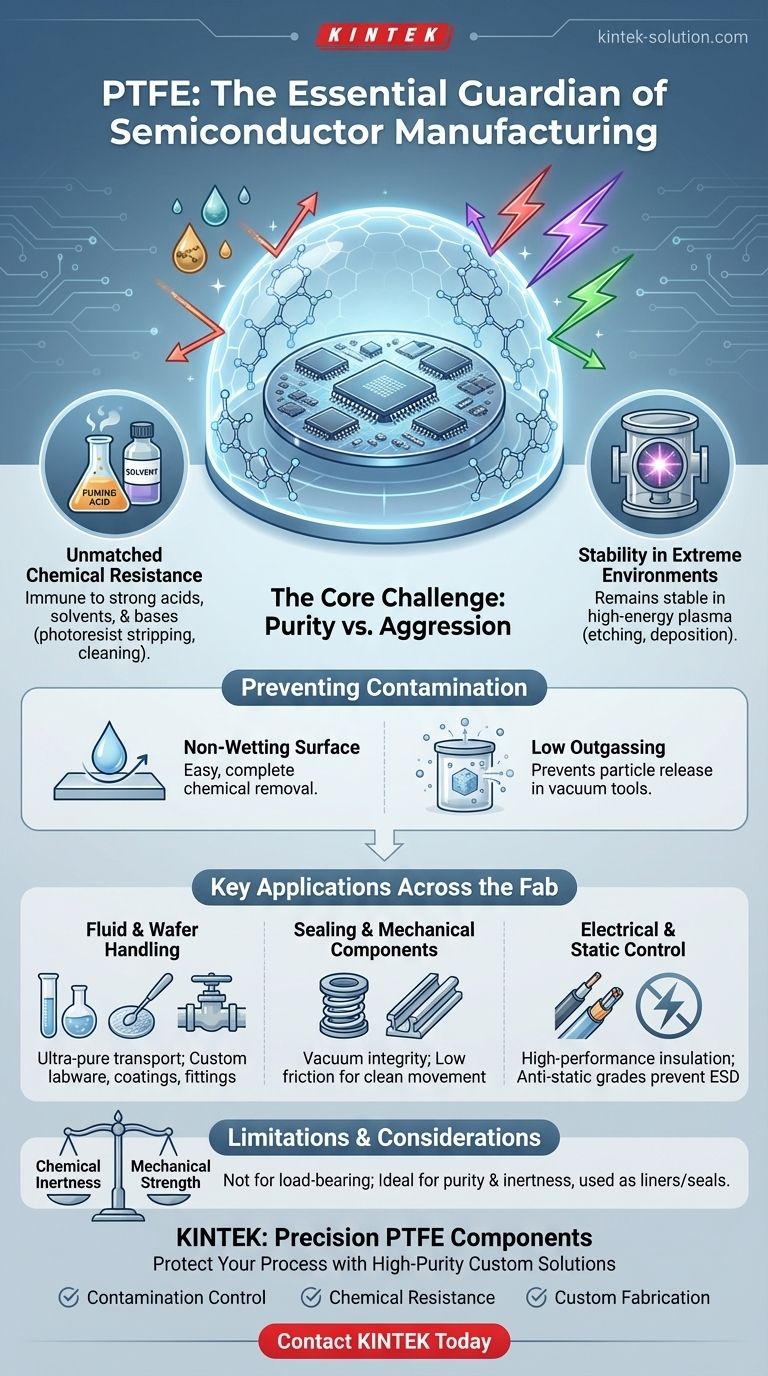 Wie trägt PTFE zur Halbleiterfertigung bei? Gewährleistung von Reinheit und Vermeidung von Kontamination Visuelle Anleitung
