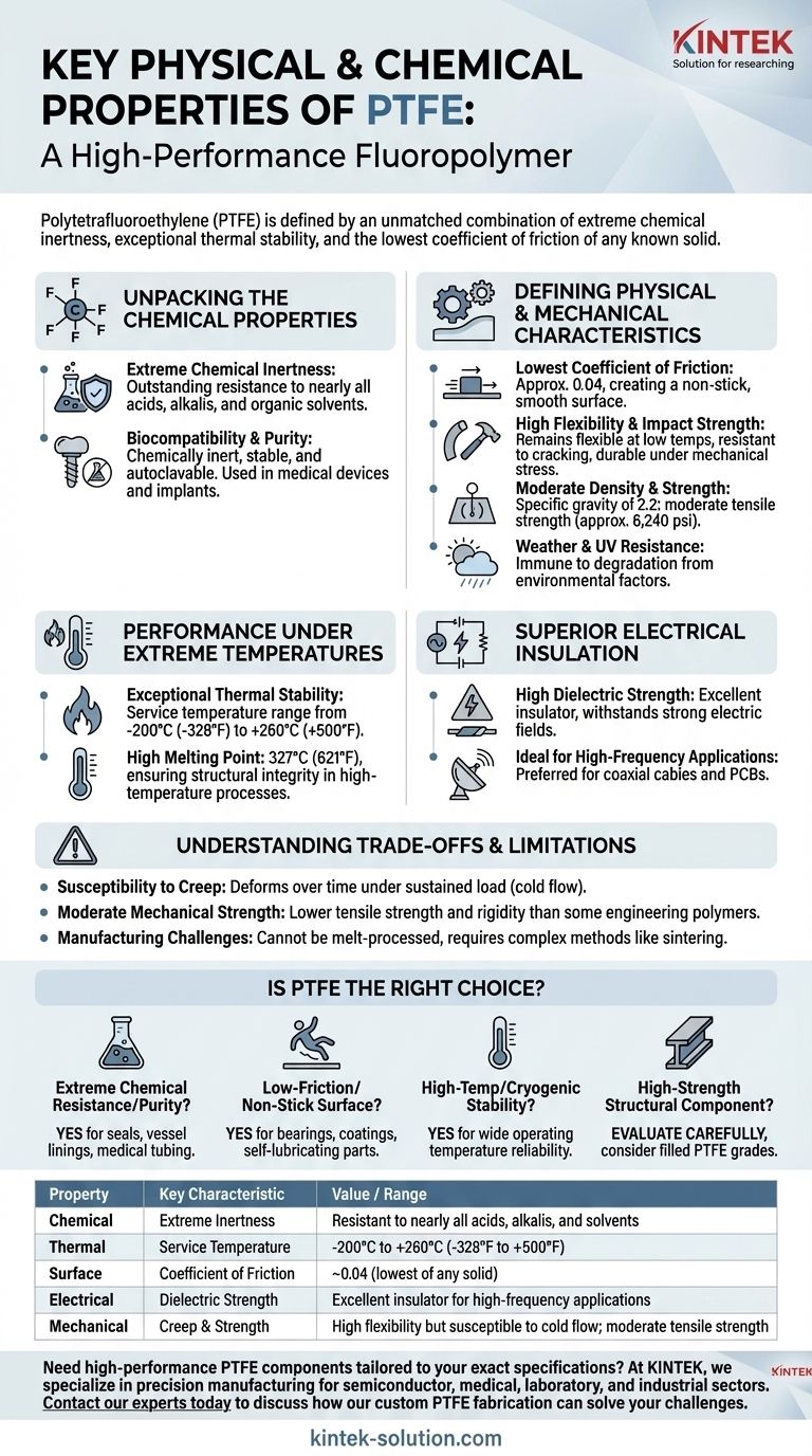 PTFE의 주요 물리적 및 화학적 특성은 무엇입니까? 타의 추종을 불허하는 내화학성 및 내열성을 활용하십시오 시각적 가이드
