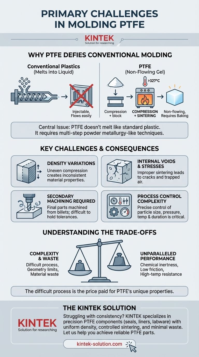 PTFE 성형의 주요 어려움은 무엇입니까? 높은 용융 점도와 소결 복잡성 극복 시각적 가이드