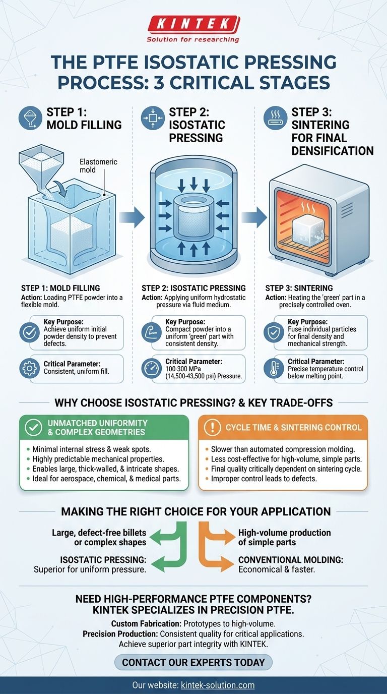 Quais são as etapas envolvidas na prensagem isostática de PTFE? Um guia para peças uniformes e complexas Guia Visual