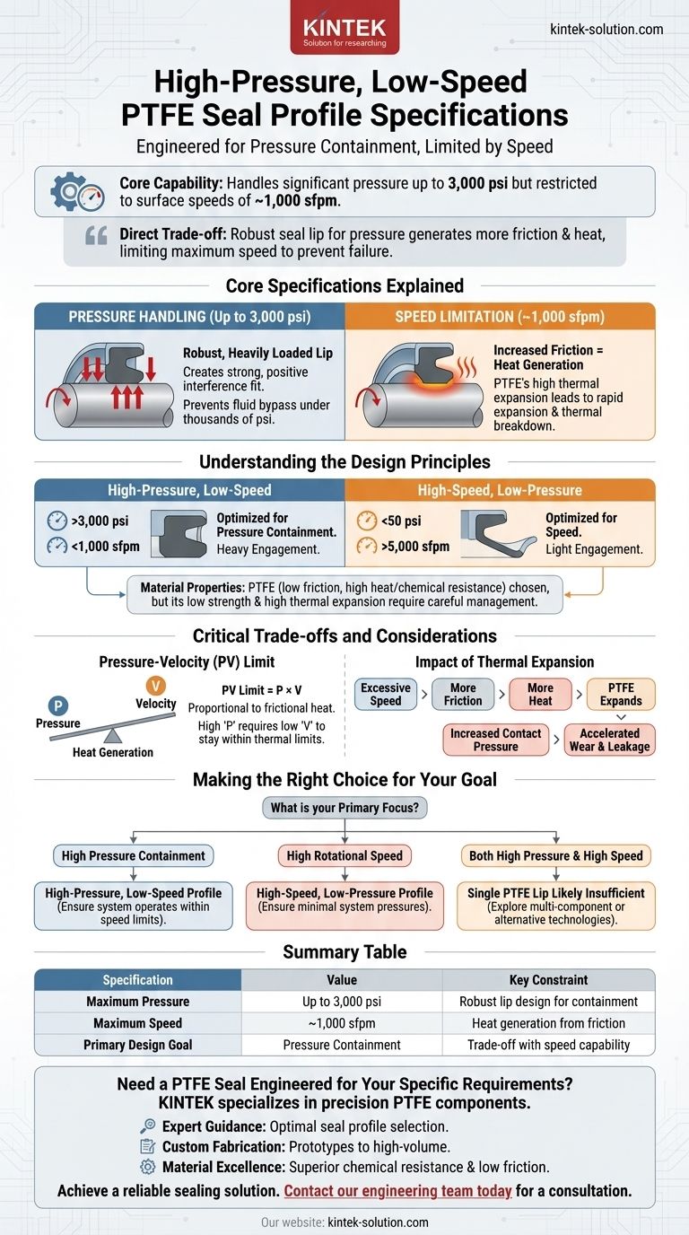 고압, 저속 PTFE 씰 프로파일의 사양은 무엇입니까? 3,000psi를 자신 있게 처리하세요 시각적 가이드