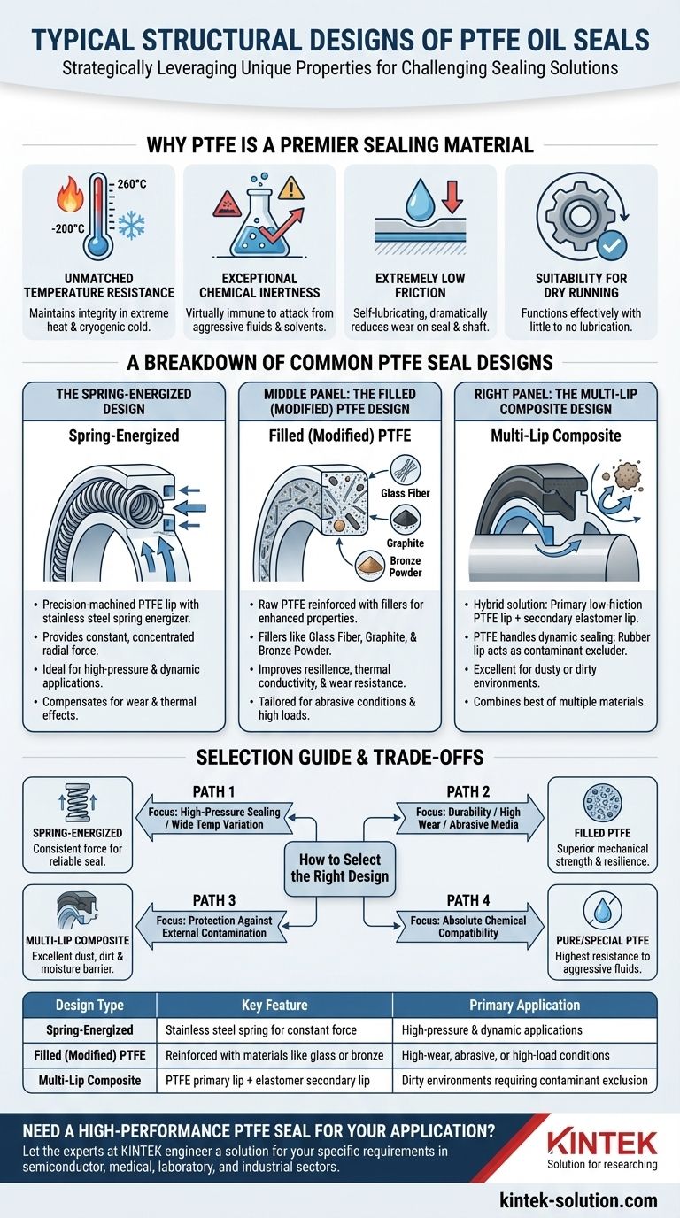 PTFE 오일 씰의 일반적인 구조 설계는 무엇인가요? 스프링 장착형, 충전재 첨가형, 다중 립 씰 가이드 시각적 가이드