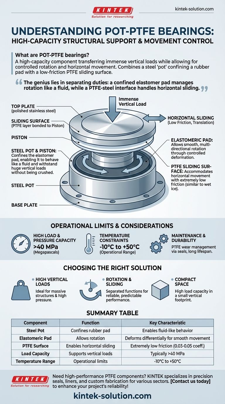 POT-PTFE 베어링이란 무엇이며 어떻게 작동합니까? 정밀한 움직임으로 막대한 하중을 관리하세요 시각적 가이드