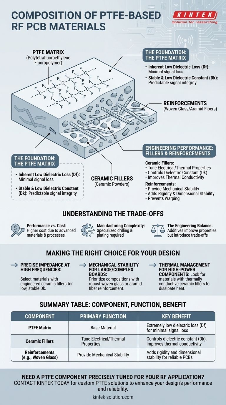 RF PCB 스택업에 사용되는 PTFE 기반 재료는 무엇으로 구성되어 있습니까? 엔지니어링 복합재 가이드 시각적 가이드