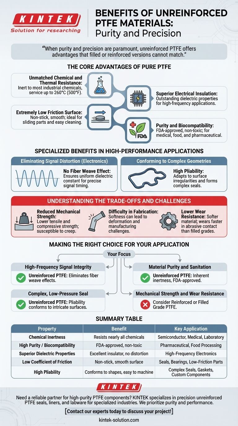 무보강 PTFE 재료를 사용할 때의 이점은 무엇입니까? 타의 추종을 불허하는 순도 및 전기적 성능 시각적 가이드
