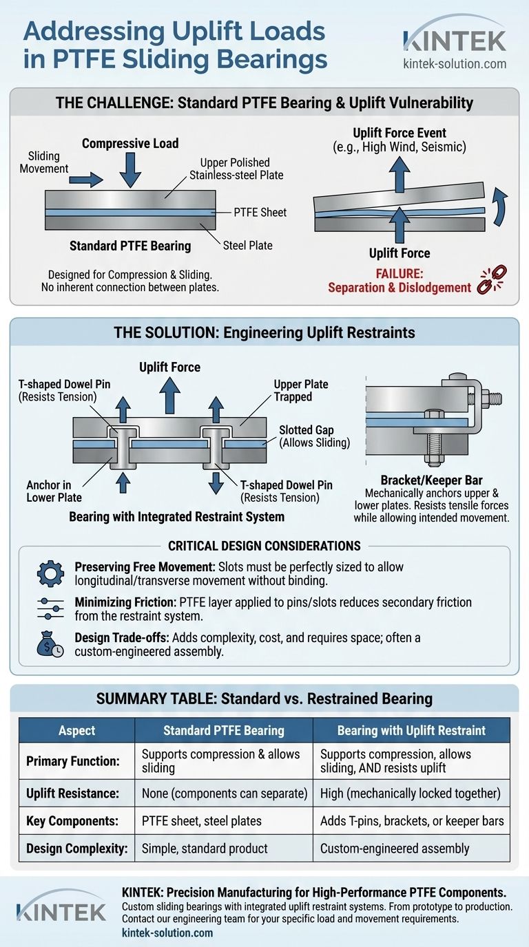 PTFE 슬라이딩 베어링에서 양력(Uplift Load)은 어떻게 처리됩니까? 기계적 고정 솔루션 설명 시각적 가이드