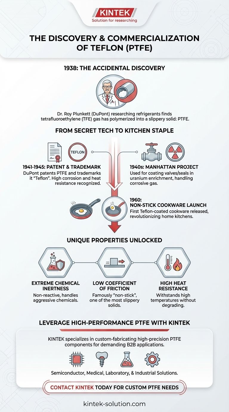 How was Teflon discovered and when was it commercialized? The Accidental Invention of a Wonder Polymer Visual Guide