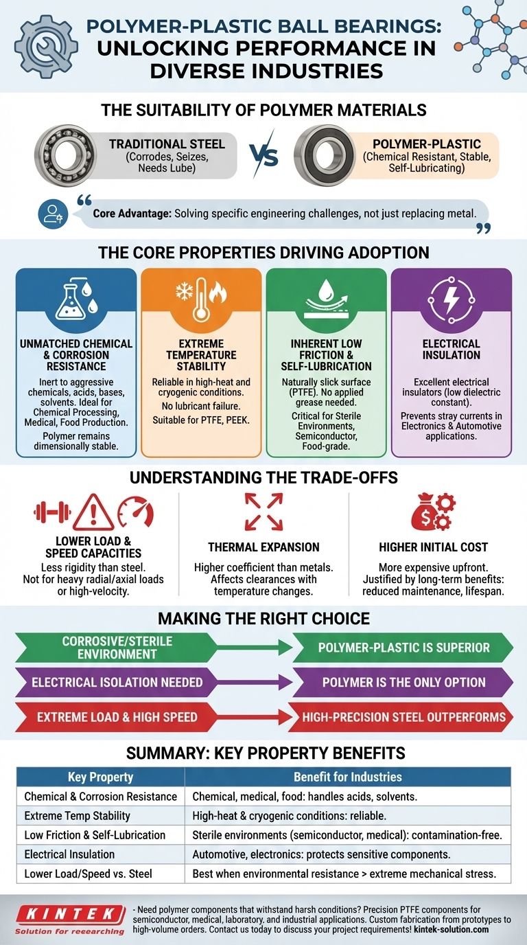 폴리머 플라스틱 볼 베어링을 다양한 산업에 적합하게 만드는 재료 특성은 무엇입니까? 가혹한 환경 문제 해결 시각적 가이드