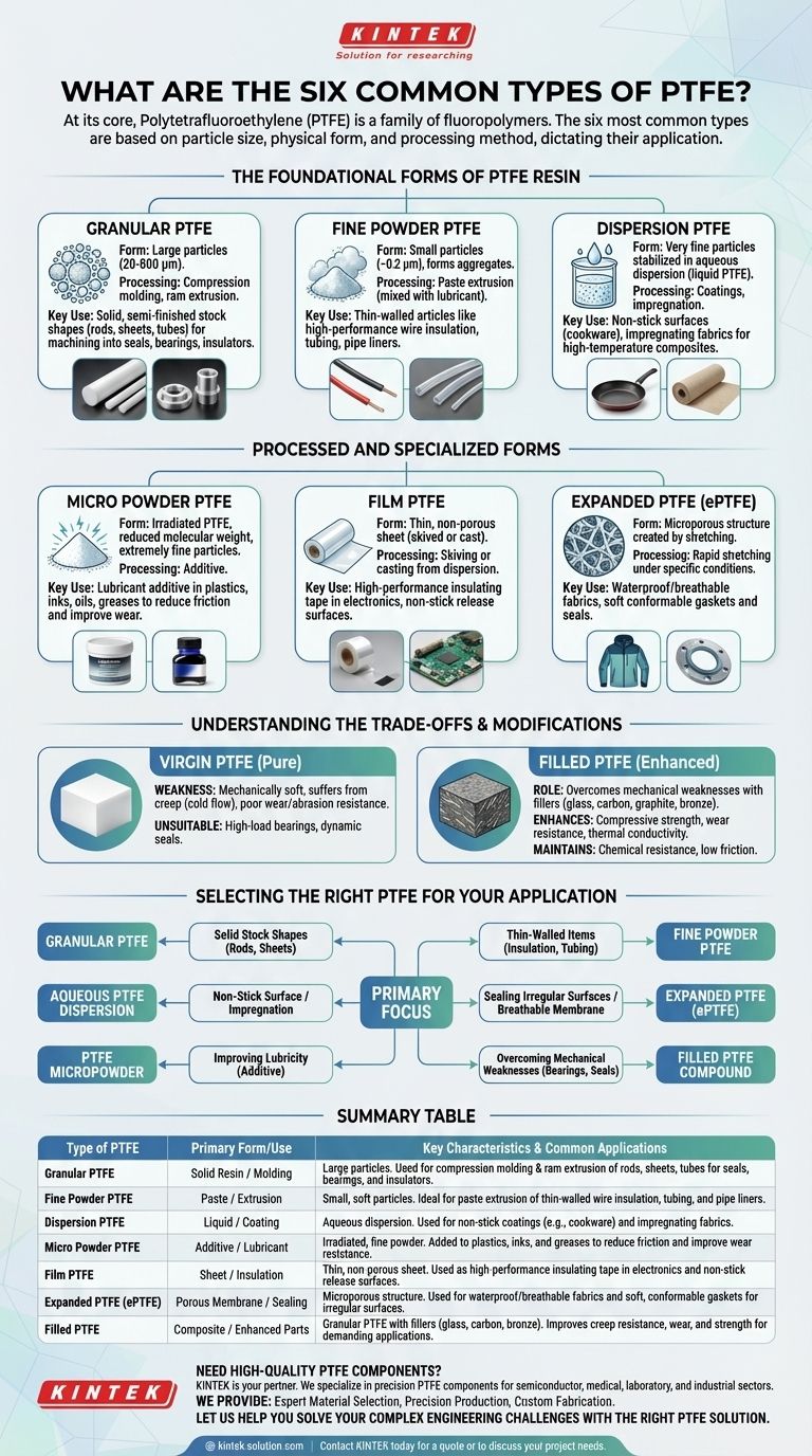 Quais são os seis tipos comuns de PTFE? Escolha a Forma Certa para Sua Aplicação Guia Visual