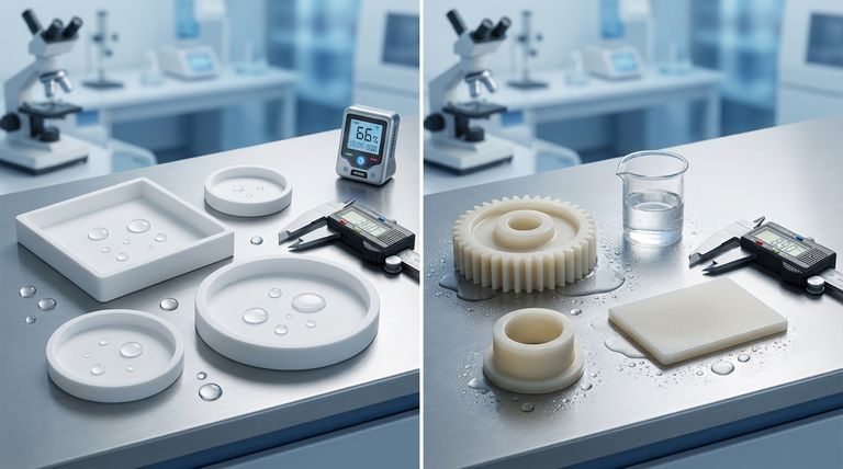 PTFE와 나일론은 물과의 상호작용 측면에서 어떻게 다른가요? 부품 안정성을 위한 주요 차이점
