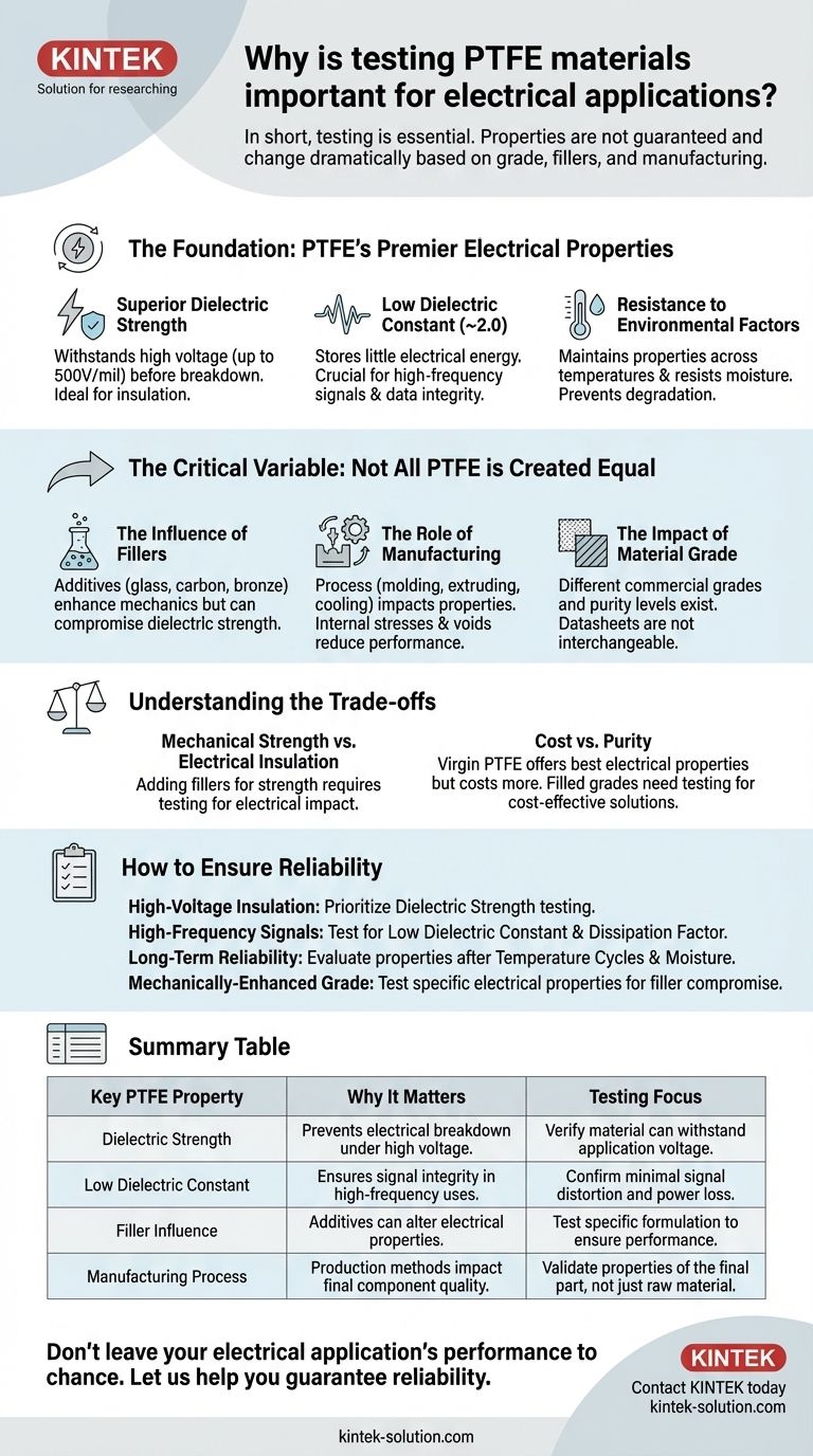 전기 응용 분야에서 PTFE 재료를 테스트하는 것이 중요한 이유는 무엇입니까? 성능 및 안전 보장 시각적 가이드