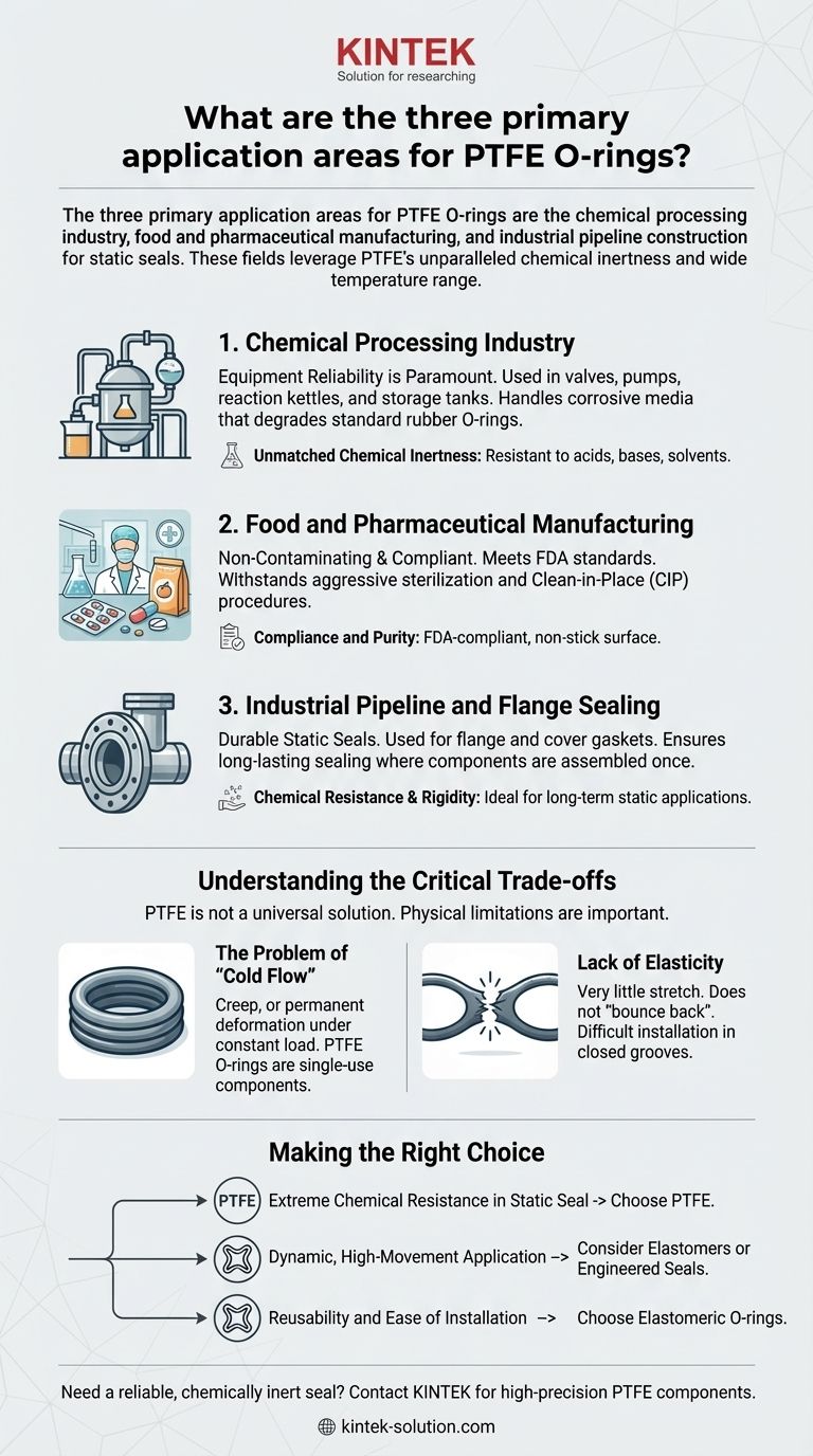 ما هي مجالات التطبيق الرئيسية الثلاثة لحلقات O المصنوعة من PTFE؟ الإغلاق الرئيسي في البيئات القاسية دليل مرئي