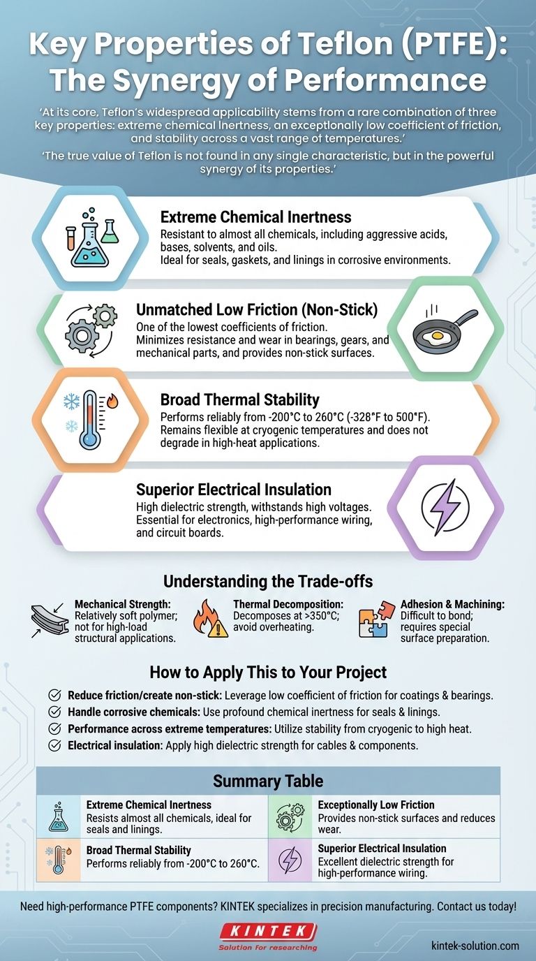 ما هي الخصائص الرئيسية التي تجعل التفلون قابلاً للتطبيق على نطاق واسع؟ اكتشف مقاومة كيميائية وحرارية لا مثيل لها دليل مرئي