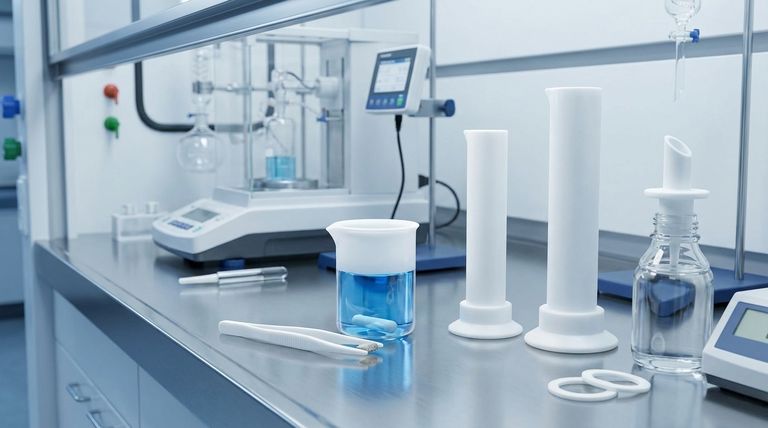 PTFE로 흔히 만들어지는 실험실 기구 또는 도구의 종류는 무엇인가요? 실험실을 위한 필수 내화학성 장비