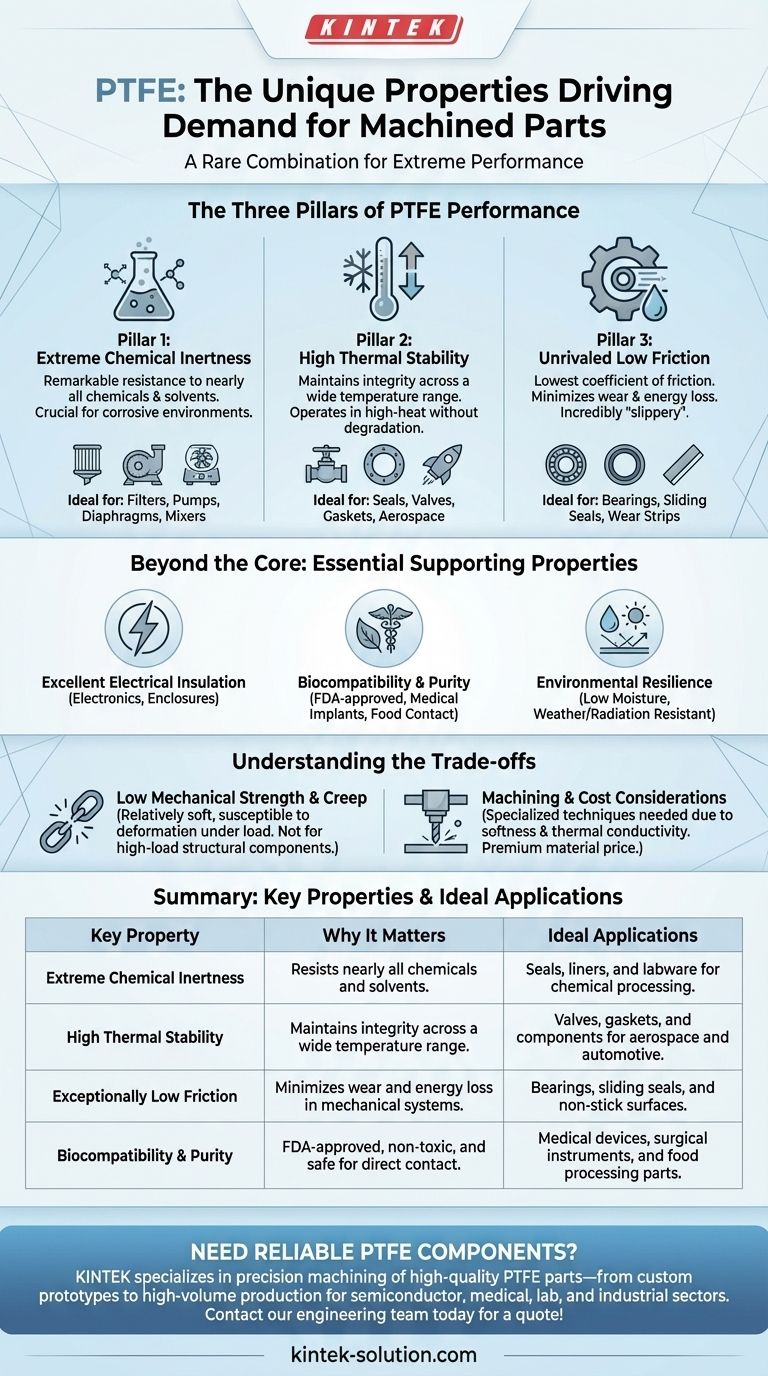 What are the unique properties of PTFE? The 3 Pillars Driving Demand for High-Performance Parts Visual Guide