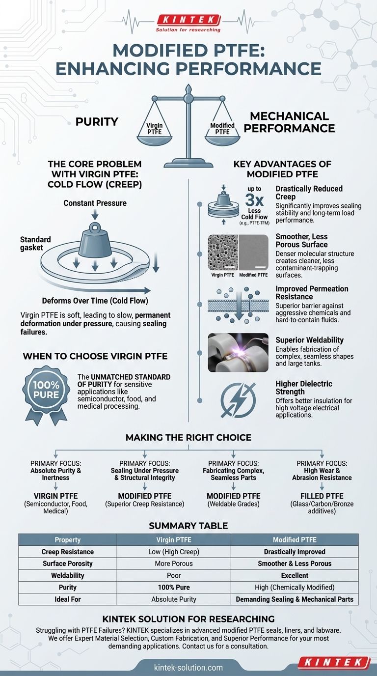 변성 PTFE는 순수 PTFE에 비해 어떤 장점이 있습니까? 우수한 밀봉을 위해 콜드 플로우 문제를 해결하십시오. 시각적 가이드