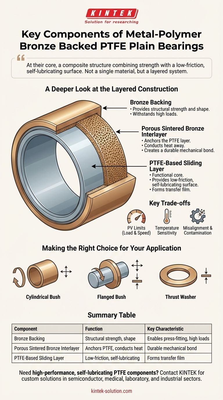 금속-폴리머 청동 기반 PTFE 평면 베어링의 주요 구성 요소는 무엇입니까? 층상 설계 가이드 시각적 가이드