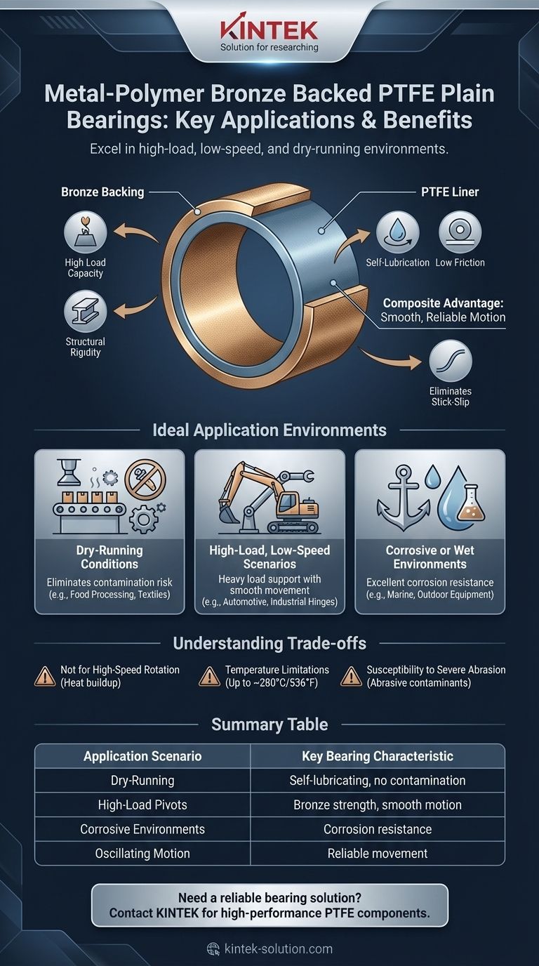 금속-폴리머 청동 배면 PTFE 평면 베어링은 어떤 유형의 응용 분야에 적합합니까? 고하중, 저속 문제를 해결하십시오 시각적 가이드