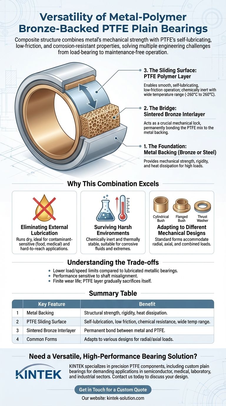 금속-폴리머 청동 배면 PTFE 평면 베어링이 다재다능하다고 여겨지는 이유는 무엇일까요? 유지보수가 필요 없는 고성능 솔루션을 만나보세요 시각적 가이드
