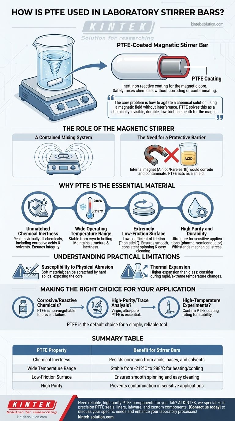 PTFE는 실험실 교반기 바에서 어떻게 사용됩니까? 혼합 시 화학적 불활성과 순도 보장 시각적 가이드