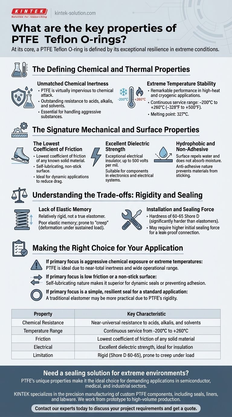 Quais são as principais propriedades dos anéis de vedação (O-rings) de PTFE Teflon? Resistência Química e Térmica Incomparáveis Guia Visual