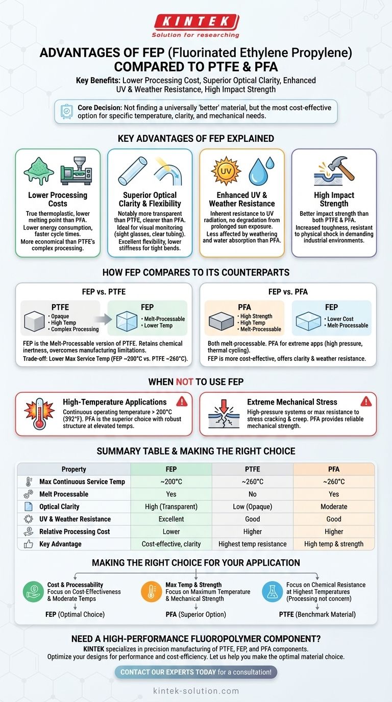 FEP는 PTFE 및 PFA에 비해 어떤 장점이 있습니까? 귀하의 응용 분야에 비용 효율적인 성능을 달성하십시오 시각적 가이드