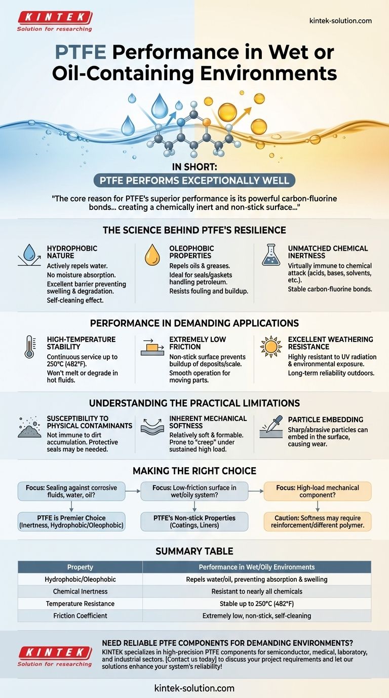 Wie verhält sich PTFE in nassen oder ölhaltigen Umgebungen? Unübertroffene hydrophobe & oleophobe Zuverlässigkeit Visuelle Anleitung