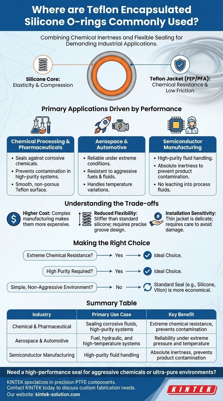 Where are Teflon encapsulated silicone o-rings commonly used? For Superior Sealing in Harsh Environments Visual Guide