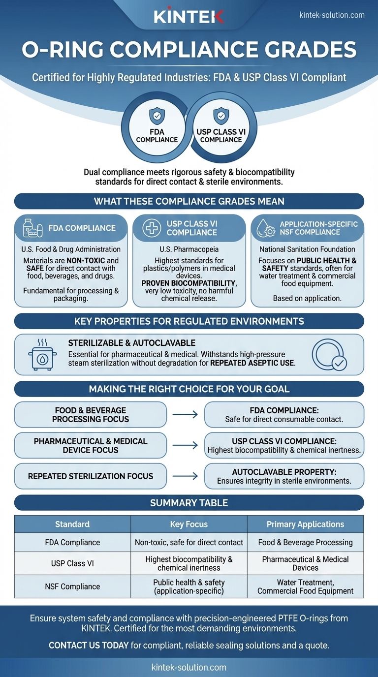 Welchen Normen entsprechen diese O-Ringe? Zertifiziert für FDA- und USP Class VI-Anwendungen Visuelle Anleitung
