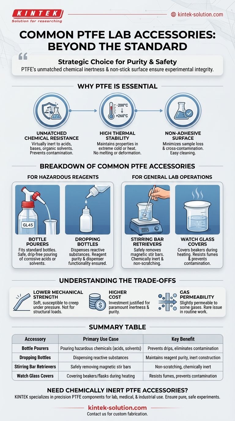 Какие еще аксессуары для лаборатории из ПТФЭ (PTFE) часто используются? Основные инструменты для химической стойкости и чистоты Визуальное руководство