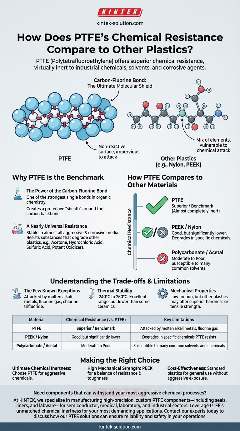 How does PTFE's chemical resistance compare to other plastics? Discover the Ultimate Inert Material Visual Guide