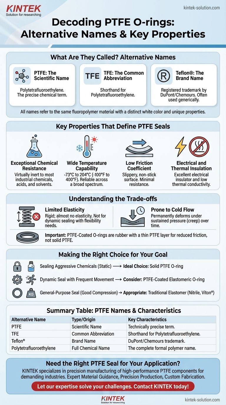 PTFE O-링의 대체 이름에는 무엇이 있습니까? 테플론(Teflon®), TFE 및 폴리테트라플루오로에틸렌에 대한 설명 시각적 가이드