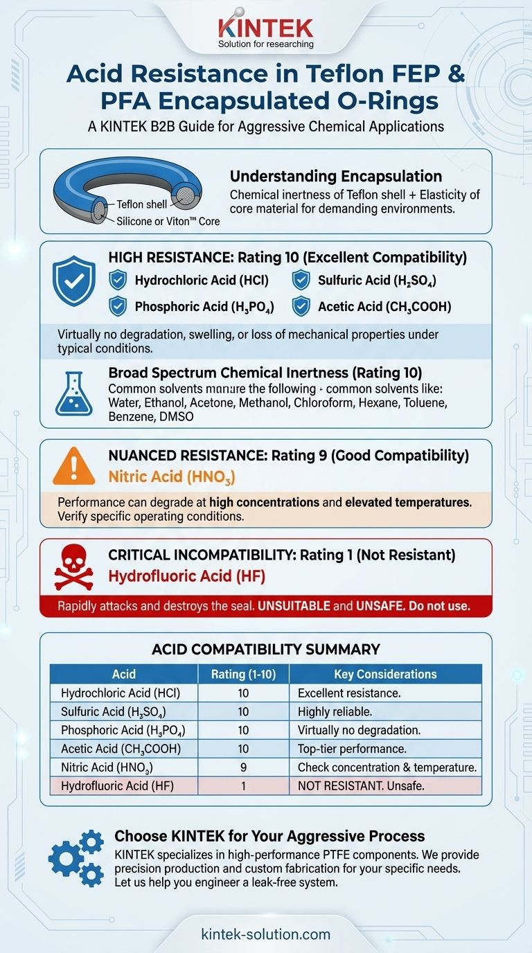 テフロンFEPおよびPFAカプセル化Oリングに対して高い耐性を示す酸はどれですか？攻撃的な化学環境下での漏れのない性能を保証します ビジュアルガイド