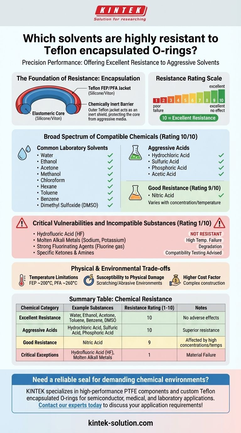 Какие растворители обладают высокой стойкостью к уплотнительным кольцам с тефлоновой оболочкой? Узнайте об их превосходной химической стойкости Визуальное руководство