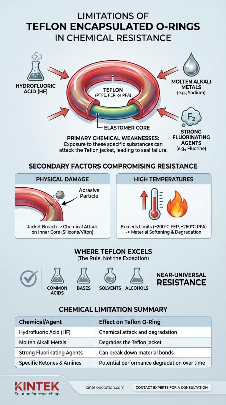 What are the limitations of Teflon encapsulated O-rings in terms of chemical resistance? Key Weaknesses to Avoid Seal Failure Visual Guide