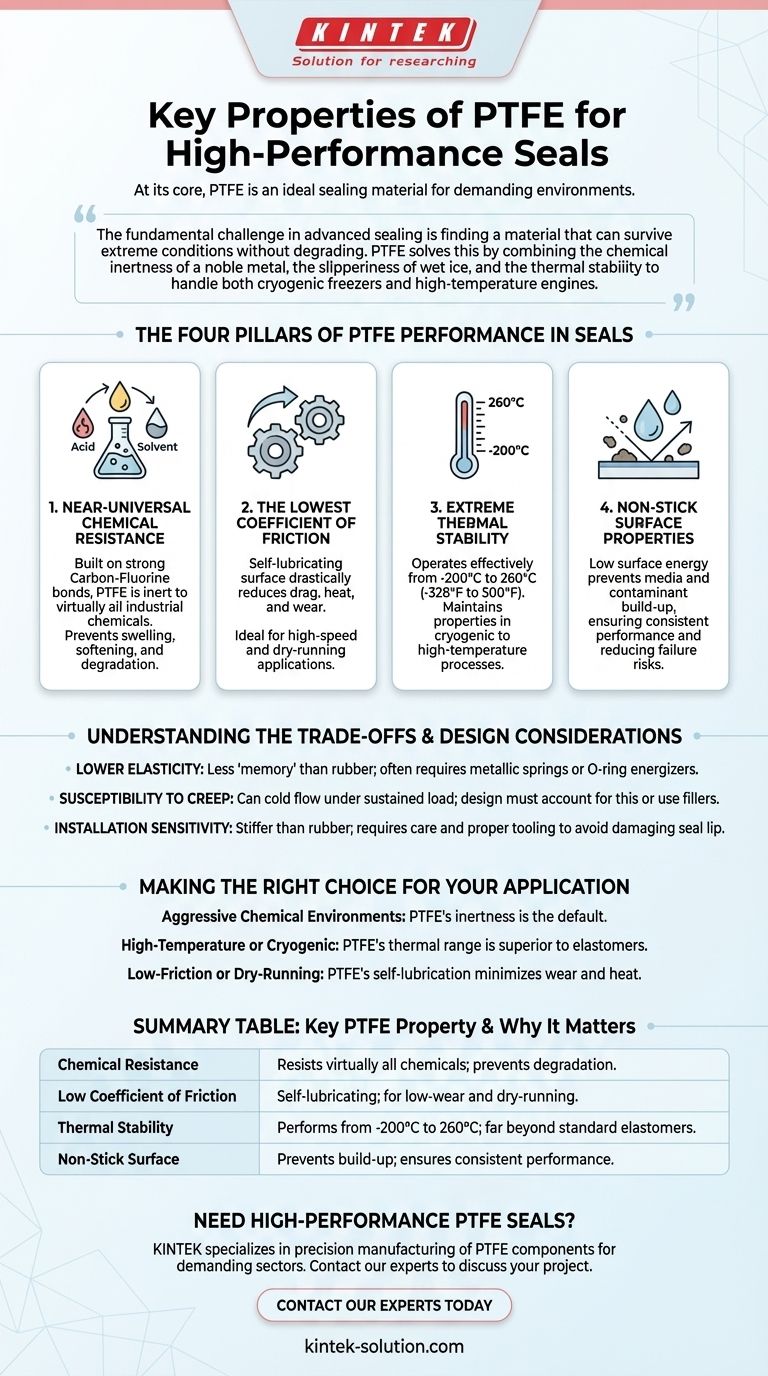 What are the key properties of PTFE that make it suitable for seals? Unlock Reliability in Extreme Conditions Visual Guide
