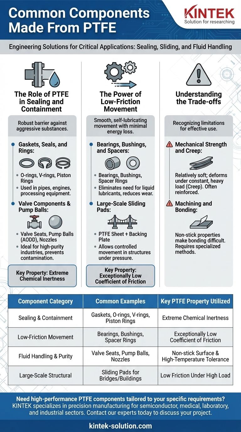 Quali sono alcuni componenti comuni realizzati in PTFE? Guarnizioni, cuscinetti e altro ancora per applicazioni esigenti Guida Visiva