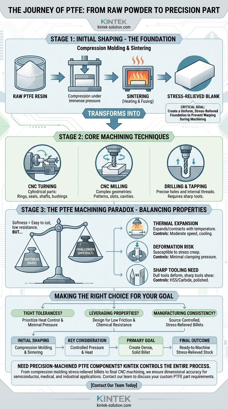 가공 전 PTFE의 초기 성형 공정은 무엇입니까? 정밀 부품을 위한 결정적인 첫 단계 시각적 가이드