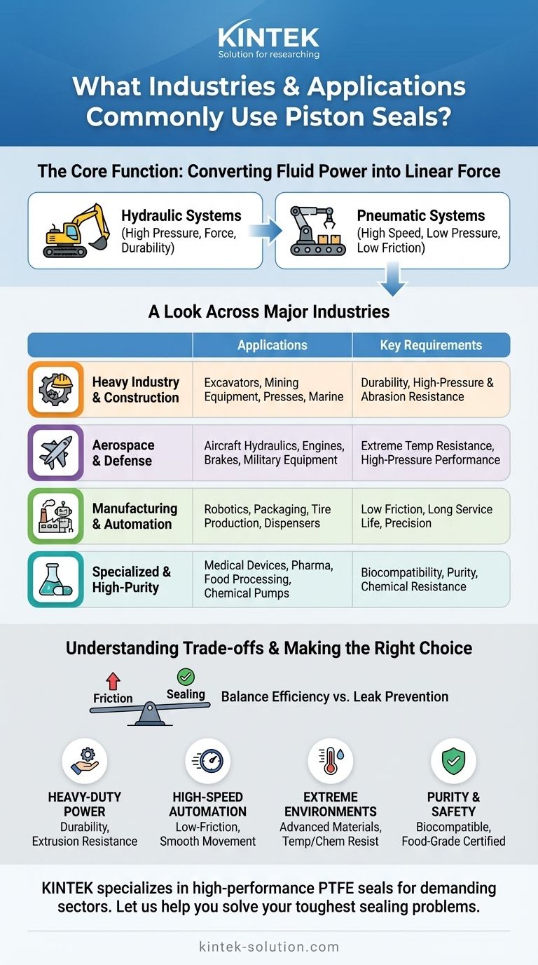 피스톤 씰은 일반적으로 어떤 산업 및 응용 분야에서 사용됩니까? 중장비 건설부터 의료 기기까지 시각적 가이드