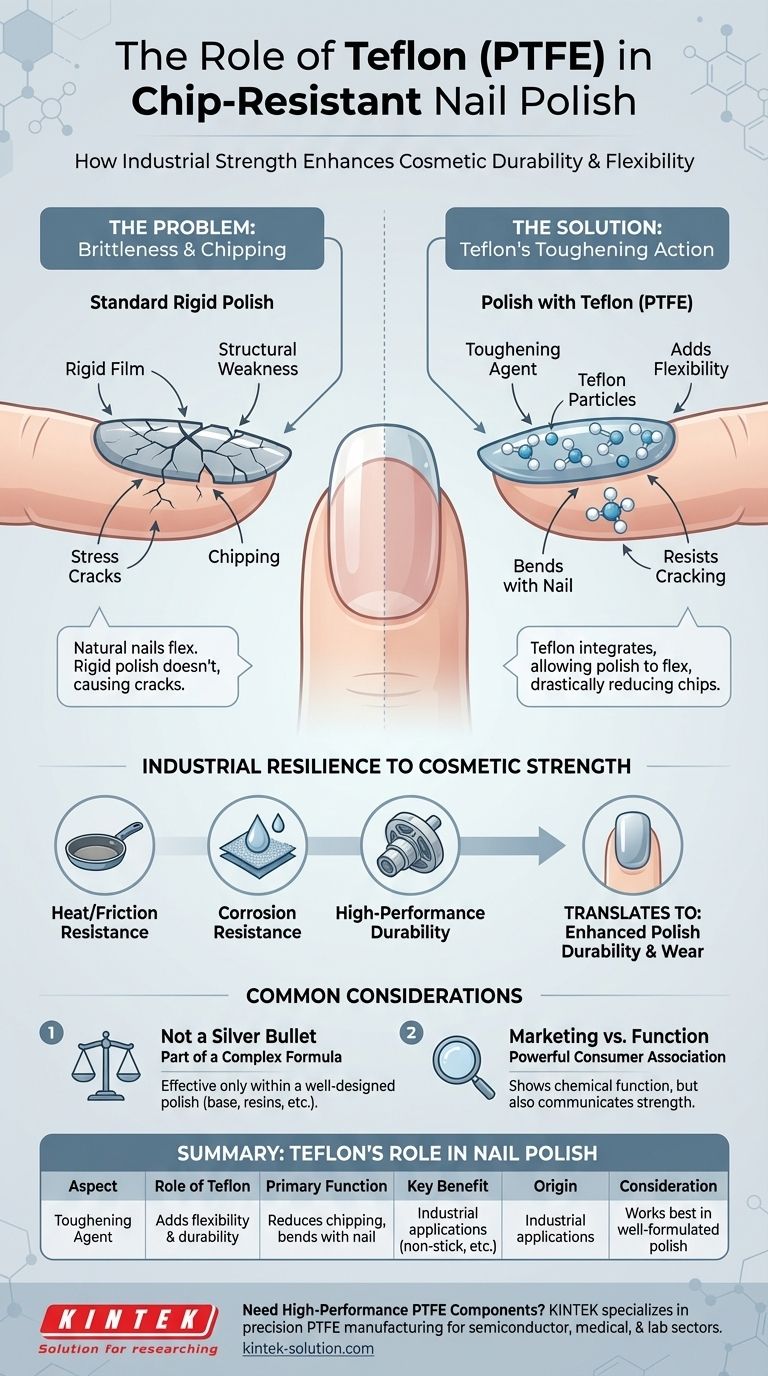 테플론은 네일 폴리시에서 어떤 역할을 합니까? 내구성과 칩 방지 기능 강화 시각적 가이드