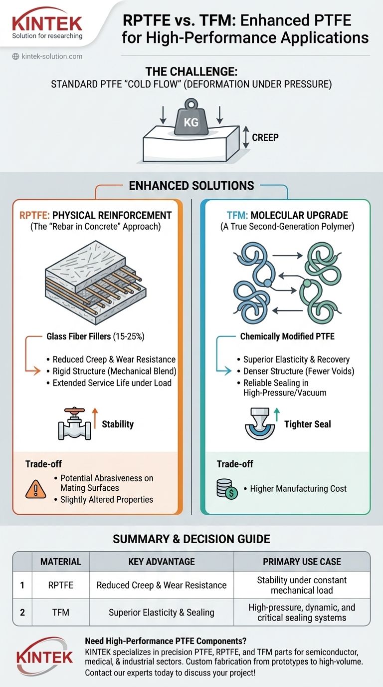 강화 PTFE(RPTFE)와 TFM의 장점은 무엇인가요? PTFE의 콜드 플로우 문제를 해결하는 방법 시각적 가이드