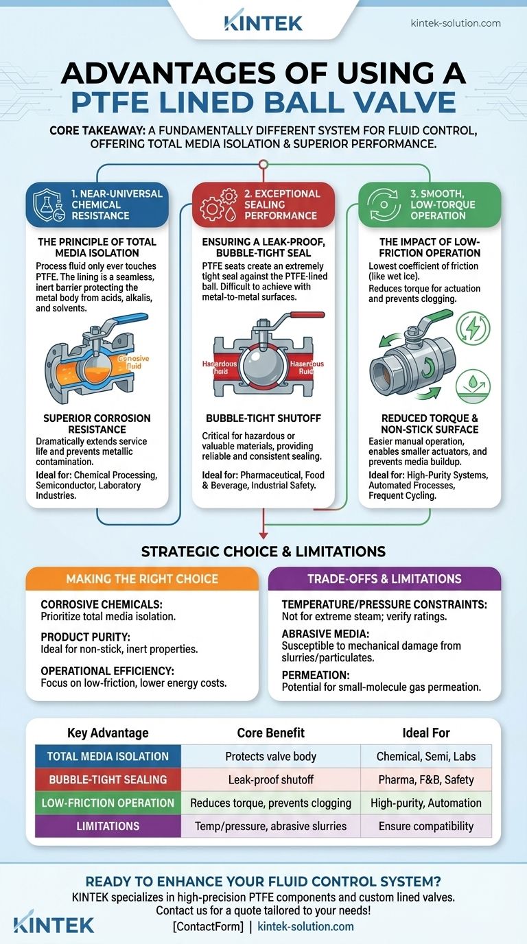 ¿Cuáles son las ventajas de usar una válvula de bola revestida de PTFE? Logre una resistencia superior a la corrosión y un sellado hermético a prueba de fugas Guía Visual