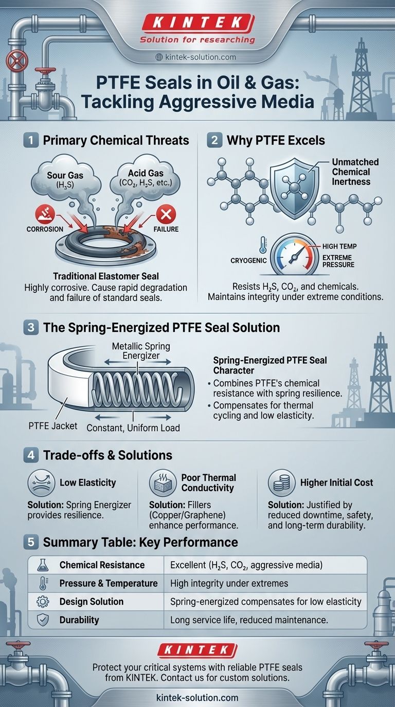 석유 및 가스 산업에서 접하게 되는 화학적으로 공격적인 매체는 무엇이며, PTFE 씰은 이를 어떻게 처리합니까? 시각적 가이드