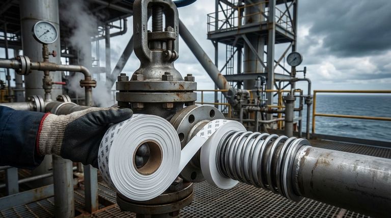 석유 및 가스 산업에서 접하게 되는 화학적으로 공격적인 매체는 무엇이며, PTFE 씰은 이를 어떻게 처리합니까?