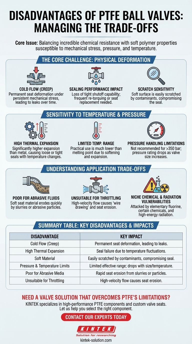 ما هي عيوب كرات الصمامات المصنوعة من PTFE؟ القيود الرئيسية في التطبيقات الكيميائية والصناعية دليل مرئي