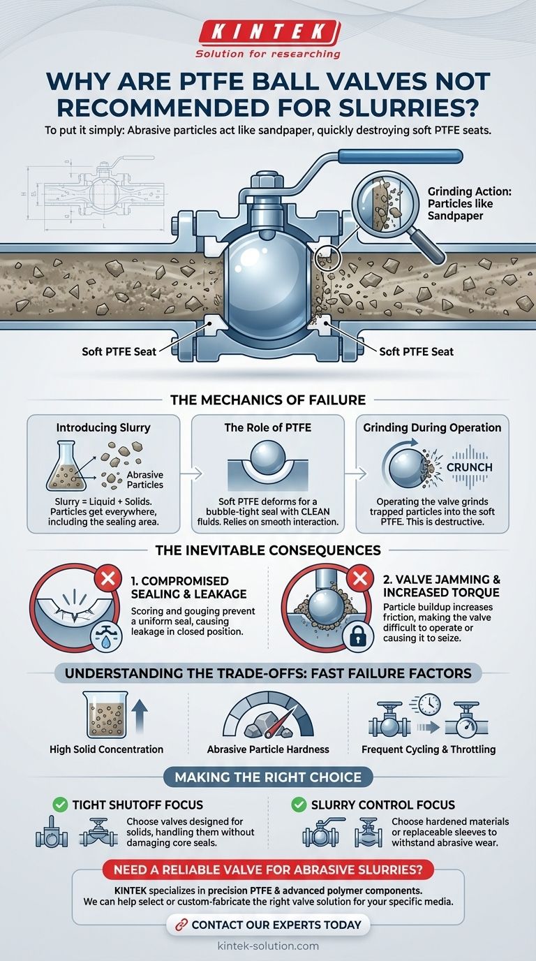¿Por qué no se recomiendan las válvulas de bola de PTFE para lodos? Evitar daños por abrasión y fallos de la válvula Guía Visual