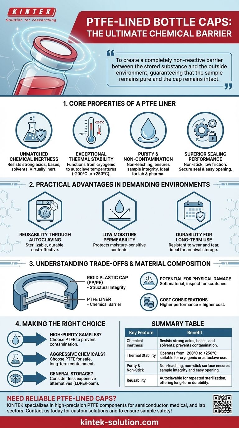 What are the key features of PTFE-lined bottle caps? Ensure Chemical Integrity and Purity for Your Samples Visual Guide