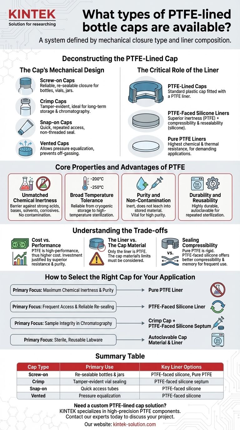 What types of PTFE-lined bottle caps are available? Find the Perfect Seal for Your Application Visual Guide